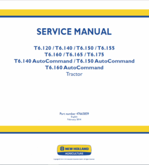 New Holland T6.160, T6.165, T6.175, T6.180 Tractor Service Manual