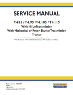 New Holland T4.75, T4.85, T4.95, T4.105, T4.115 Tractor Service Manual