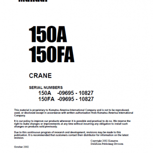 Komatsu 150A and 150FA Hydraulic Crane Service Manual - Image 2
