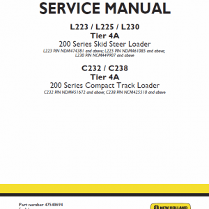 New Holland L230, C238 Tier 4A SkidSteer Loader Service Manual - Image 2