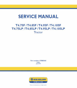 New Holland T4.75LP, T4.85LP, T4.95LP, T4.105LP Tractor Service Manual