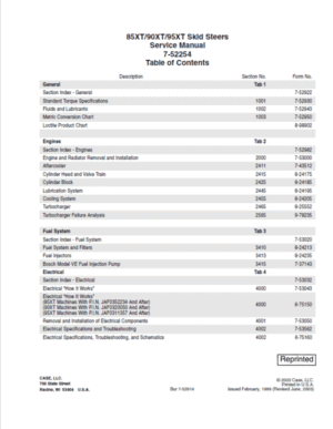 Case 85xt 90xt 95xt Skid Steer Schematic Service Repair Manual