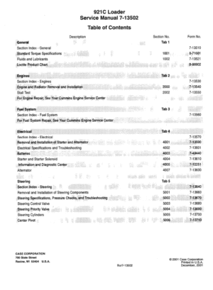 Case 921C Wheel Loader Service Repair Manual