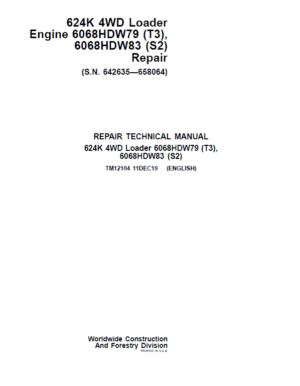 John Deere 624K 4WD Loader with Engine T2 & T3 Technical Manual