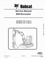 Bobcat E85 Excavator Repair Service Manual
