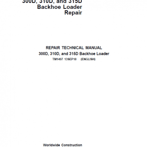 John Deere 300D, 310D, 315D Backhoe Loader Service Manual
