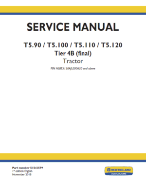 New Holland T5.90, T5.100, T5.110, T5.120 Tractor Service Manual