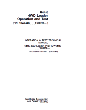 John Deere 644K 4WD Loader Service Manual