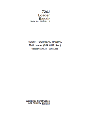 John Deere 724J Loader Repair Technical Manual