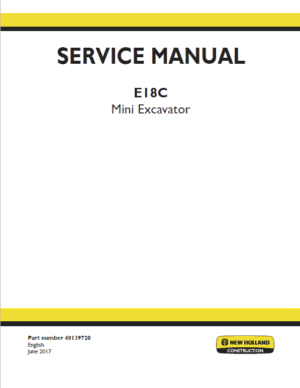 New Holland E18C Mini Excavator Service Manual