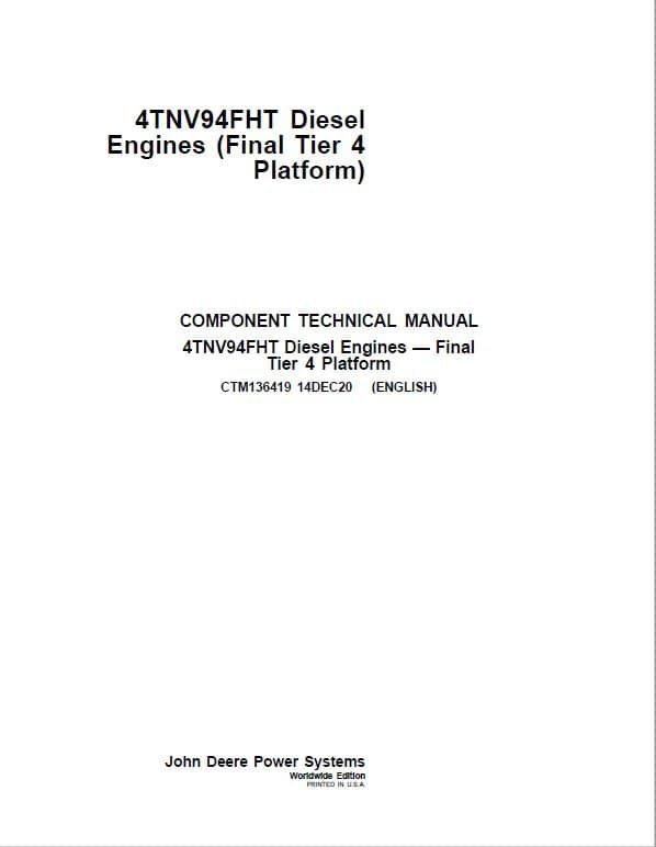 John Deere 4TNV94FHT Diesel Engine Tier 4 Service Manual
