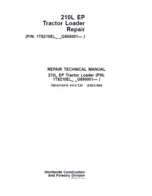 John Deere 210L EP Tractor Loader Repair Service Manual