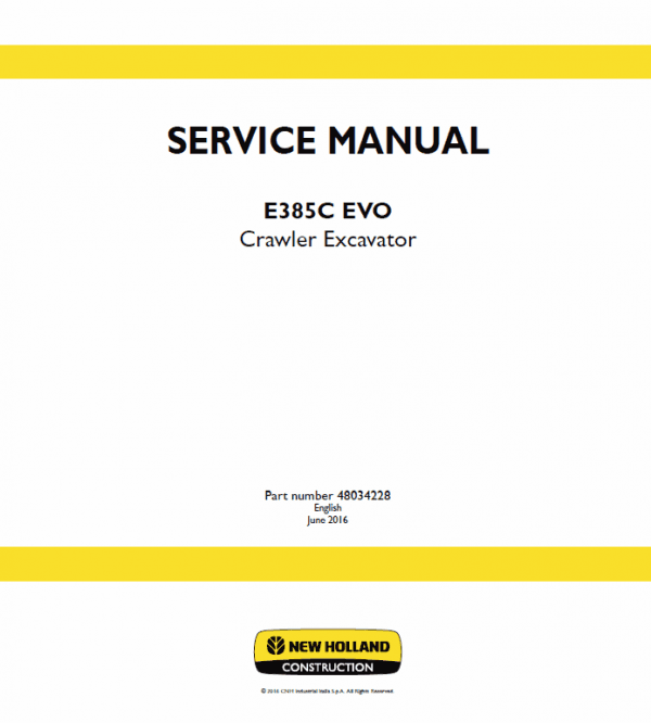 New Holland E385C Evo Excavator Service Manual