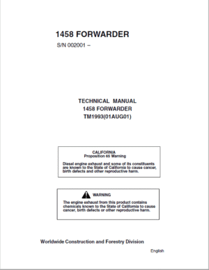 John Deere 1458 Forwarder Repair Technical Manual