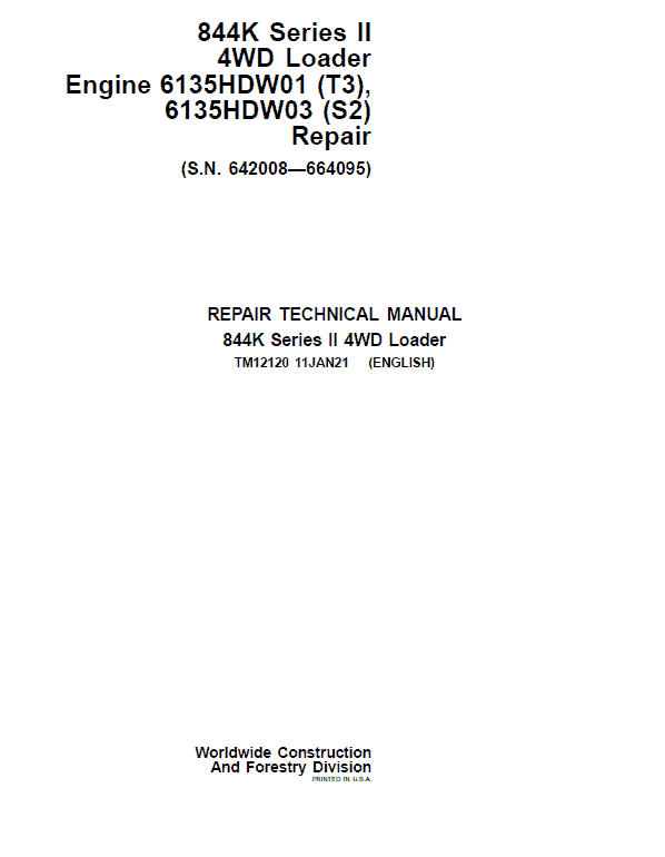 Discover the John Deere 844K Series II 4WD Engine T3