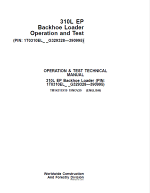 John Deere 310L EP Backhoe Loader Technical Manual