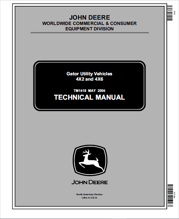 John Deere Gator 4×2 and 4×6 Repair Service Manual