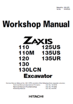Hitachi ZX125US, ZX135US, ZX135UR Excavator Service Repair Manual