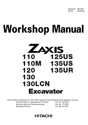 Hitachi ZX125US, ZX135US, ZX135UR Excavator Service Repair Manual