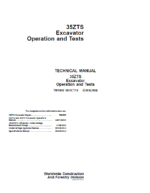 John Deere 35ZTS Excavator Repair Service Manual
