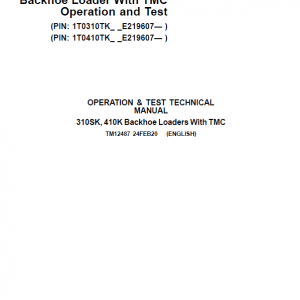 John Deere 310SK, 410K Backhoe Loader Repair Service Manual