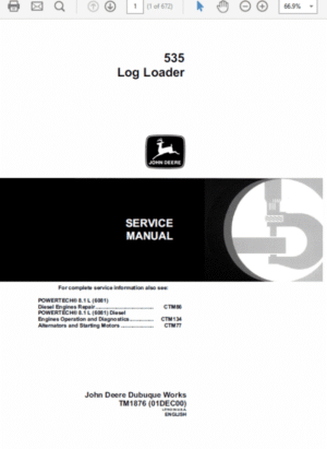 John Deere 535 Log Loader Repair Technical Manual