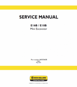 New Holland E16B, E18B Excavator Service Manual