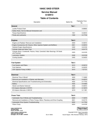 Case 1845c Skid Steer Loader Service Repair Manual