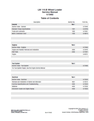 New Holland LW110.B Wheel Loader Service Manual