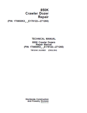 John Deere 850K Crawler Dozer Service Manual