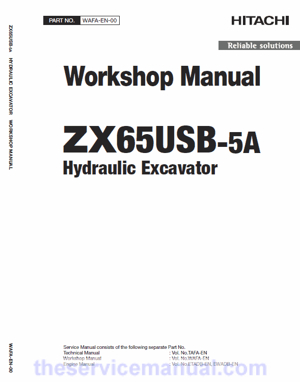 Hitachi ZX65USB-5A Excavator Service Repair Manual