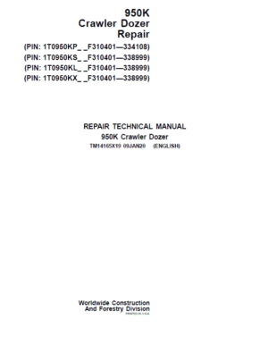 John Deere 950K Crawler Dozer Services Manual