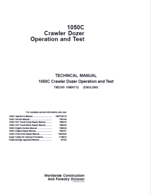 John Deere 1050C Crawler Dozer Service Manual