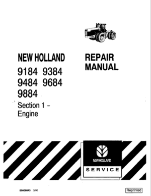 New Holland 9184, 9384, 9484, 9684, 9884 Tractor Service Manual