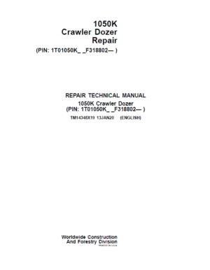 John Deere 1050K Crawler Dozer Services Manual