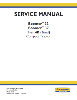 New Holland Boomer 33 and Boomer 37 Tractor Service Manual