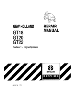 New Holland GT18, GT20, GT22 Mower Tractor Service Manual