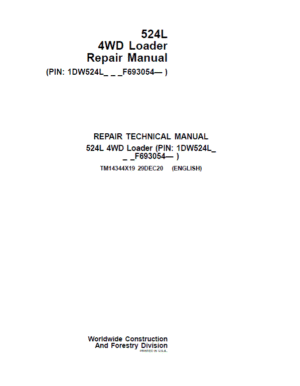 John Deere 524L 4WD Loader Repair Technical Manual