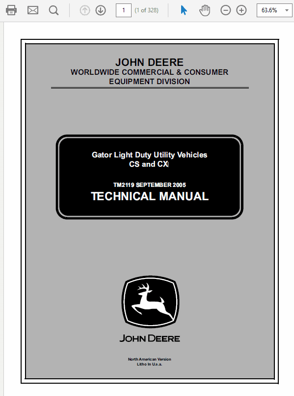 John Deere CS and CX Gator Utility Vehicles Service Manual