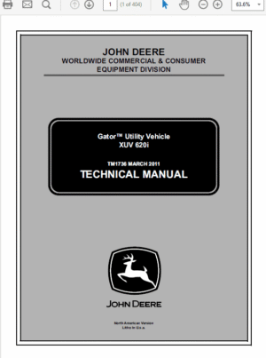 John Deere XUV 620i Gator Utility Vehicle Service Manual