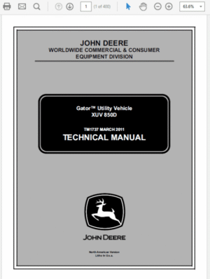 John Deere XUV 850D M-Gator Utility Vehicle Service Manual