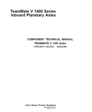 John Deere TeamMate V 1400 Series Inboard Planetary Axles Component Technical Manual