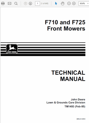 John Deere F710, F725 Front Mower Repair Technical Manual