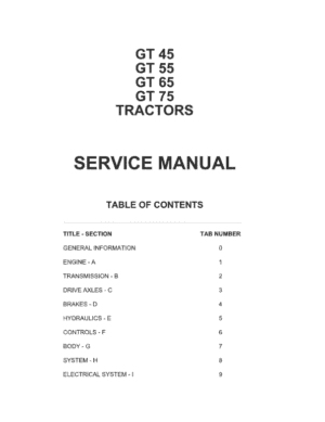 AGCO GT45, GT55, GT65, GT75 Tractor Workshop Service Manual