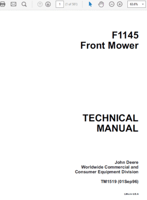 John Deere F1145 Front Mower Repair Technical Manual