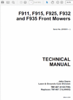 John Deere F911, F912, F915, F925, F932, F935 Front Mowers Technical Manual