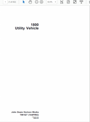 John Deere 1800 Utility Vehicle Service Manual