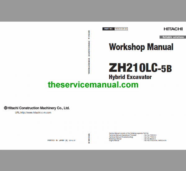 Hitachi ZH210LC-5B Excavator Service Repair Manual