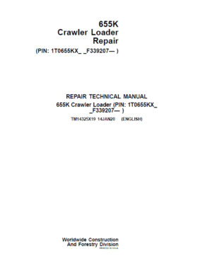 John Deere 655K Crawler Loader Repair Technical Manual
