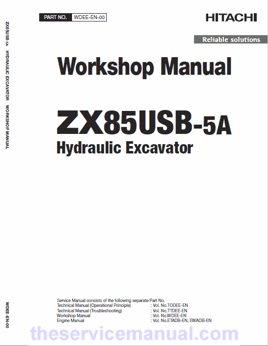 Hitachi ZX85USB-5A Excavator Service Repair Manual